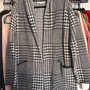 Workshop Republic Clothing Black and White Checkered Teddy Jacket